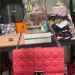 Dior Fuchsia Quilted Chain Shoulder Bag